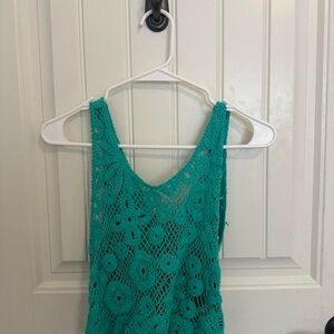 Teal Crochet Tank Top